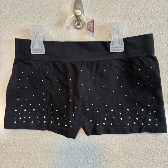 Justice Kids Black Athletic Shorts with Studded Design - Picture 1 of 3